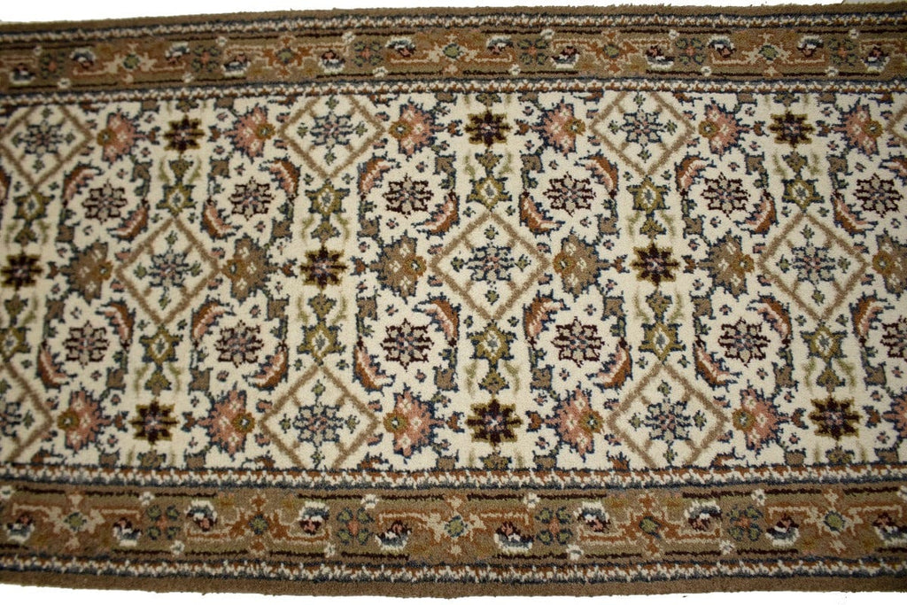 Cream Floral Tribal 3X8 Indo-Bidjar Oriental Runner Rug