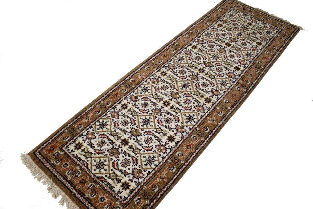 Cream Floral Tribal 2'7X8 Indo-Bidjar Oriental Runner Rug