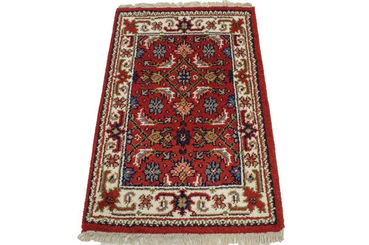 Red Floral Tribal 2X3 Indo-Bidjar Oriental Rug