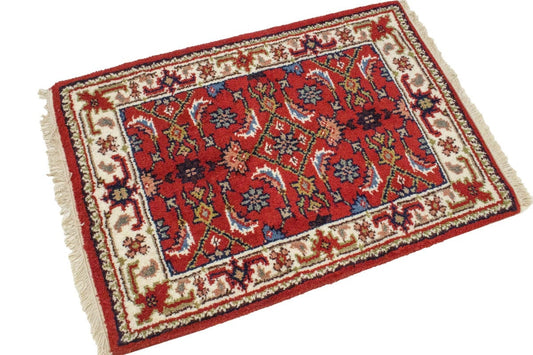 Red Tribal Floral 2X3 Indo-Bidjar Oriental Rug