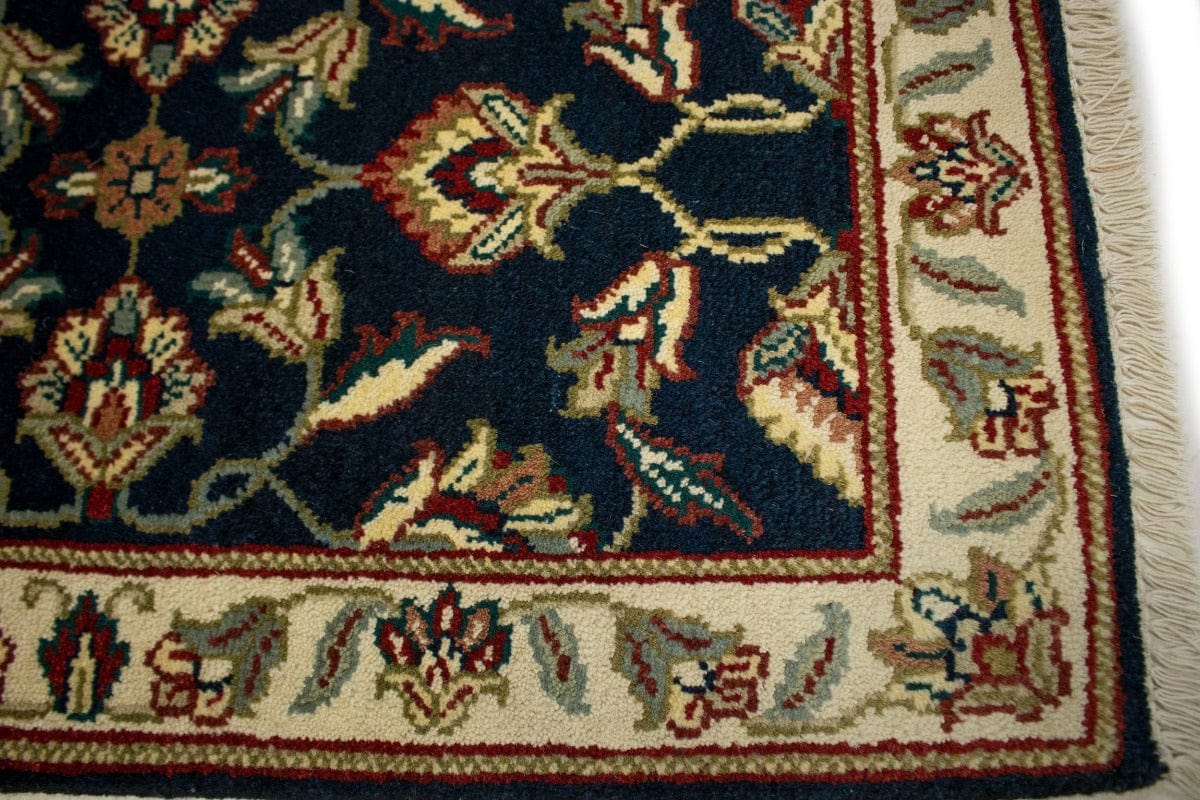 Dark Navy Floral 2X3 Indo-Kashan Oriental Rug