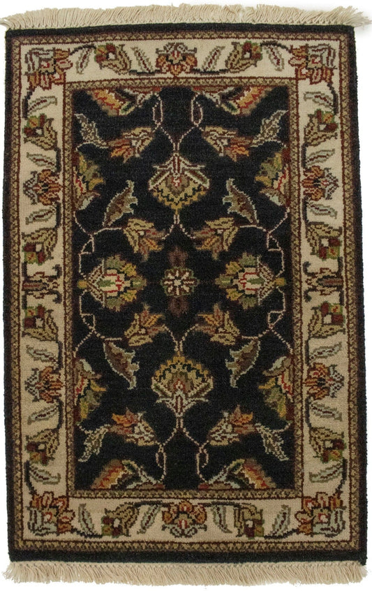 Charcoal Floral 2X3 Indo-Kashan Oriental Rug