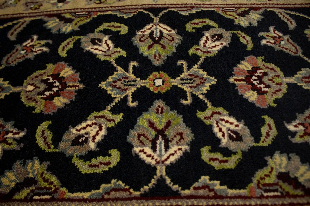 Dark Navy Floral 2X3 Indo-Kashan Oriental Rug