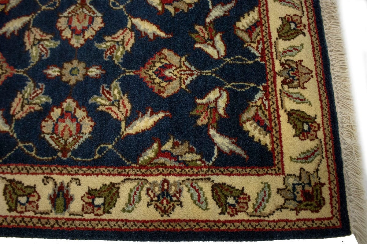 Dark Navy Floral 2X3 Indo-Kashan Oriental Rug