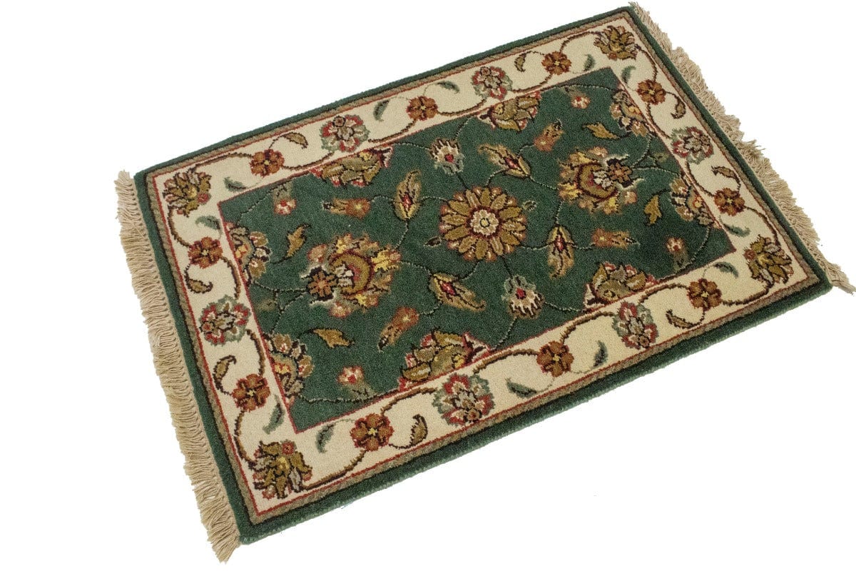 Green Floral 2X3 Indo-Kashan Oriental Rug