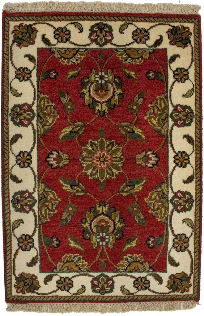 Red Floral 2X3 Indo-Kashan Oriental Rug