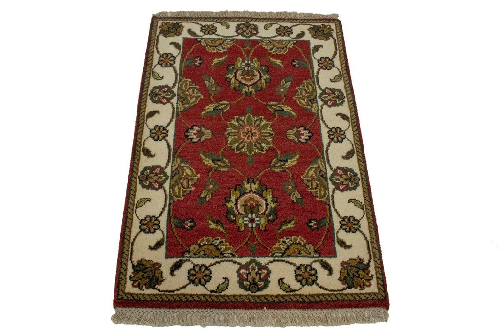 Red Floral 2X3 Indo-Kashan Oriental Rug