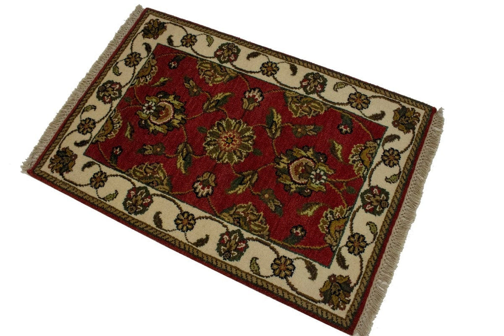 Red Floral 2X3 Indo-Kashan Oriental Rug