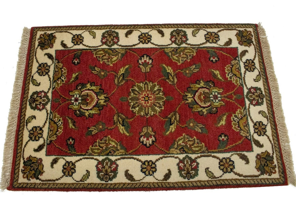 Red Floral 2X3 Indo-Kashan Oriental Rug