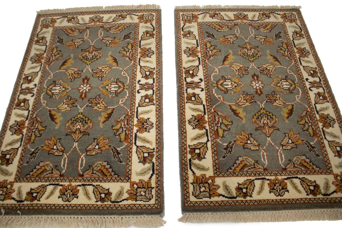 Pair of Classic Floral 2X3 Indo-Kashan Oriental Rugs