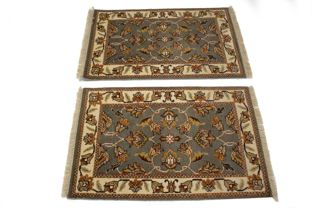 Pair of Classic Floral 2X3 Indo-Kashan Oriental Rugs