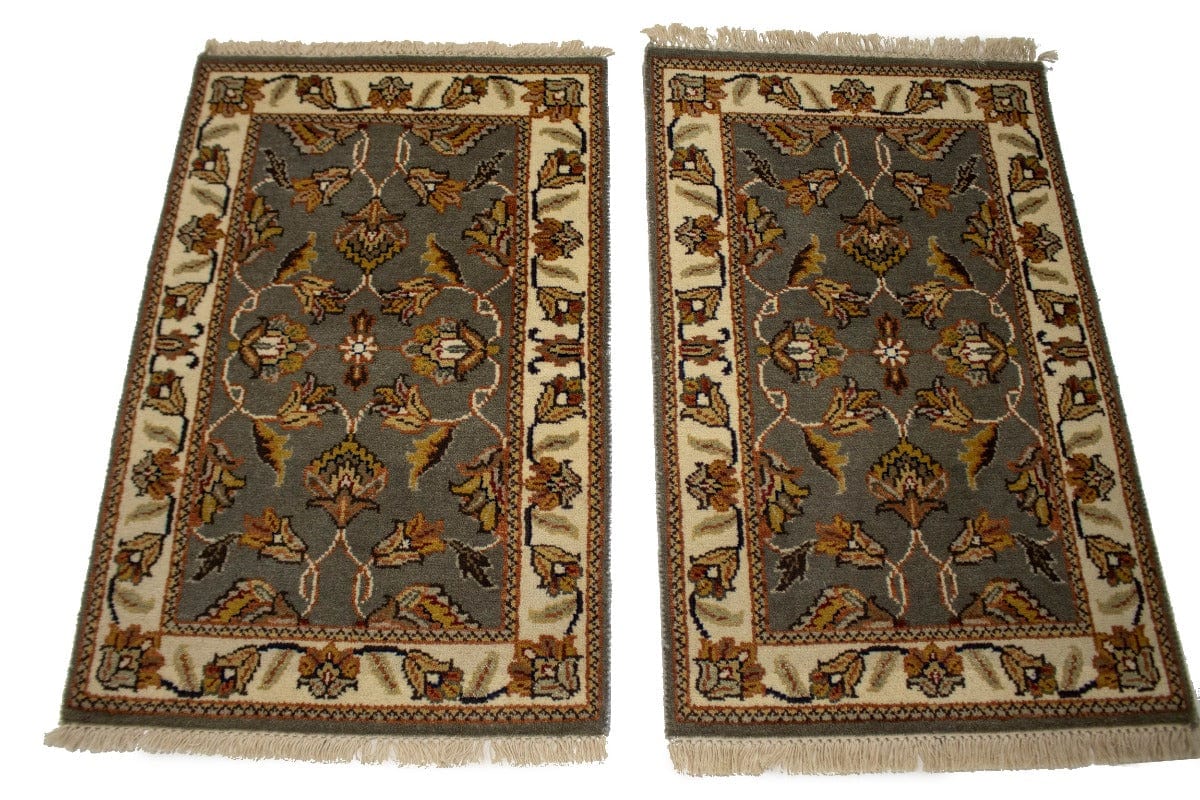 Pair of Classic Floral 2X3 Indo-Kashan Oriental Rugs