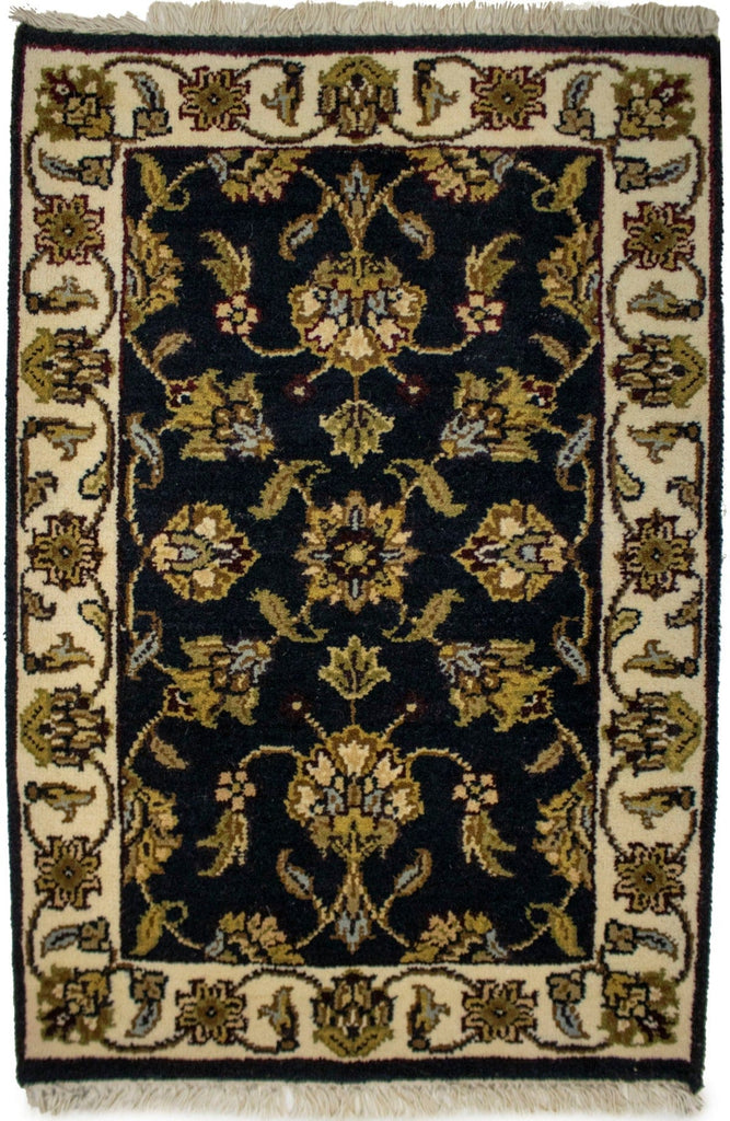 Charcoal Floral 2X3 Indo-Kashan Oriental Rug