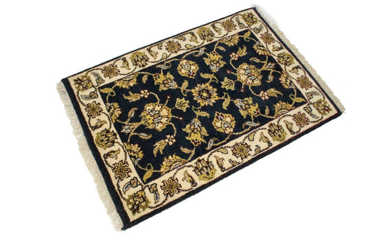 Charcoal Floral 2X3 Indo-Kashan Oriental Rug