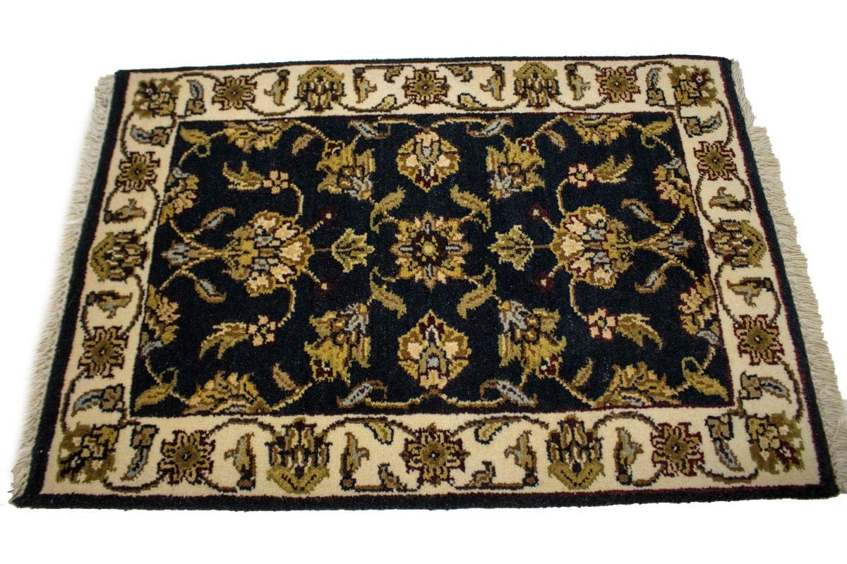 Charcoal Floral 2X3 Indo-Kashan Oriental Rug