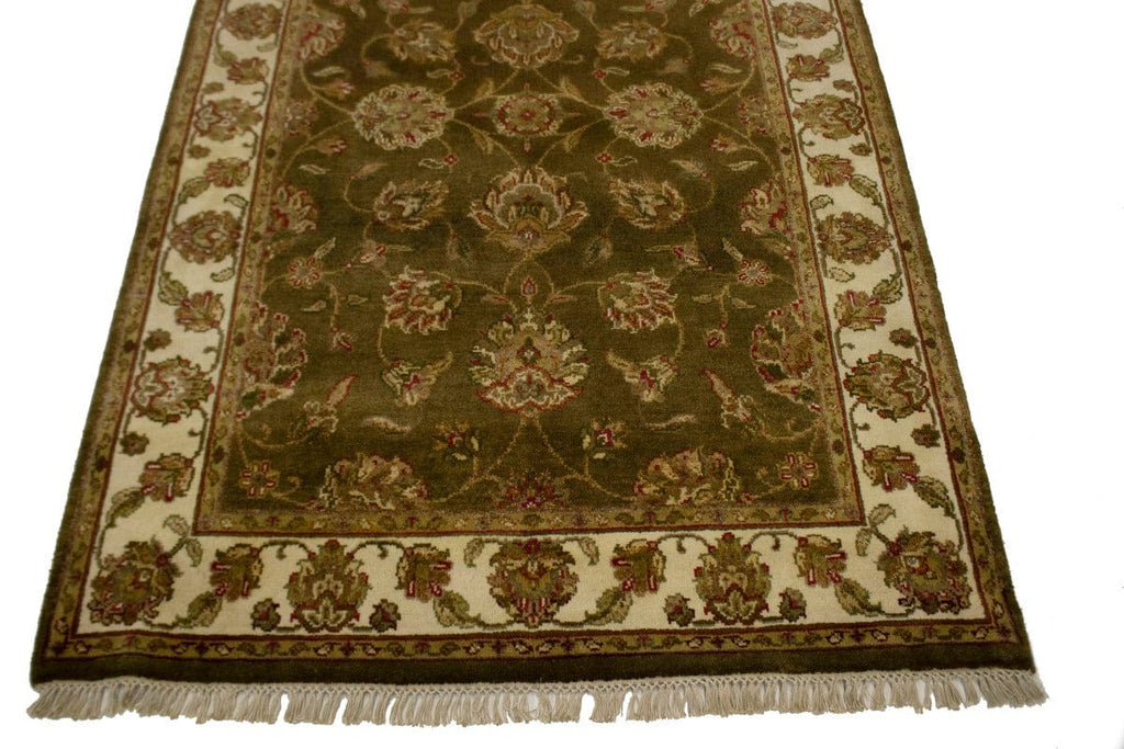 Brown Floral 4X6 Indo-Kashan Oriental Rug