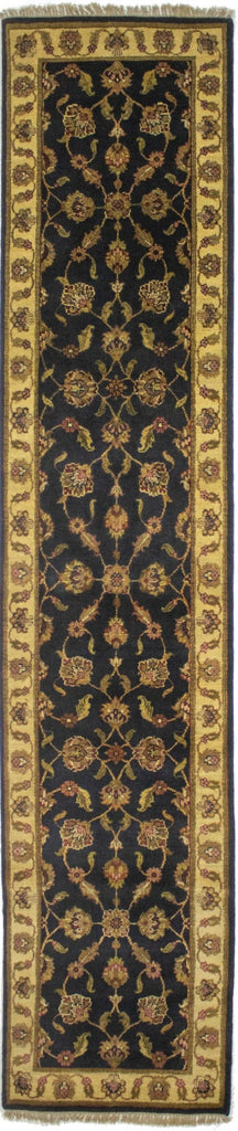 Charcoal Floral 3X12 Indo-Kashan Oriental Runner Rug