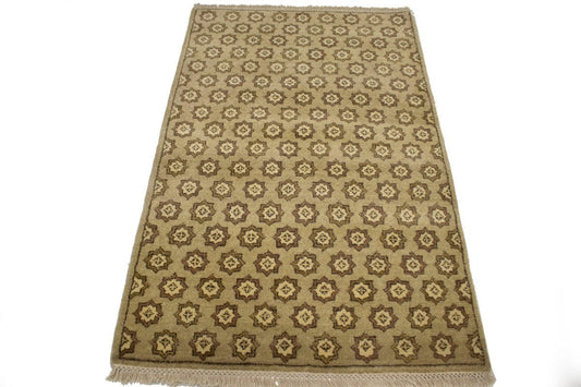 Beige Geometric 3X5 Oriental Modern Rug