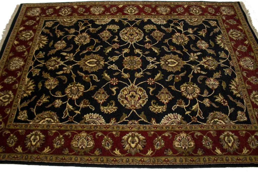 Charcoal Floral 5X7 Indo-Kashan Oriental Rug