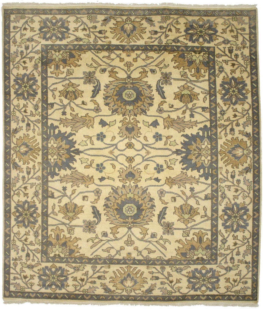 Cream Floral 8'4X9'7 Oushak Chobi Oriental Rug