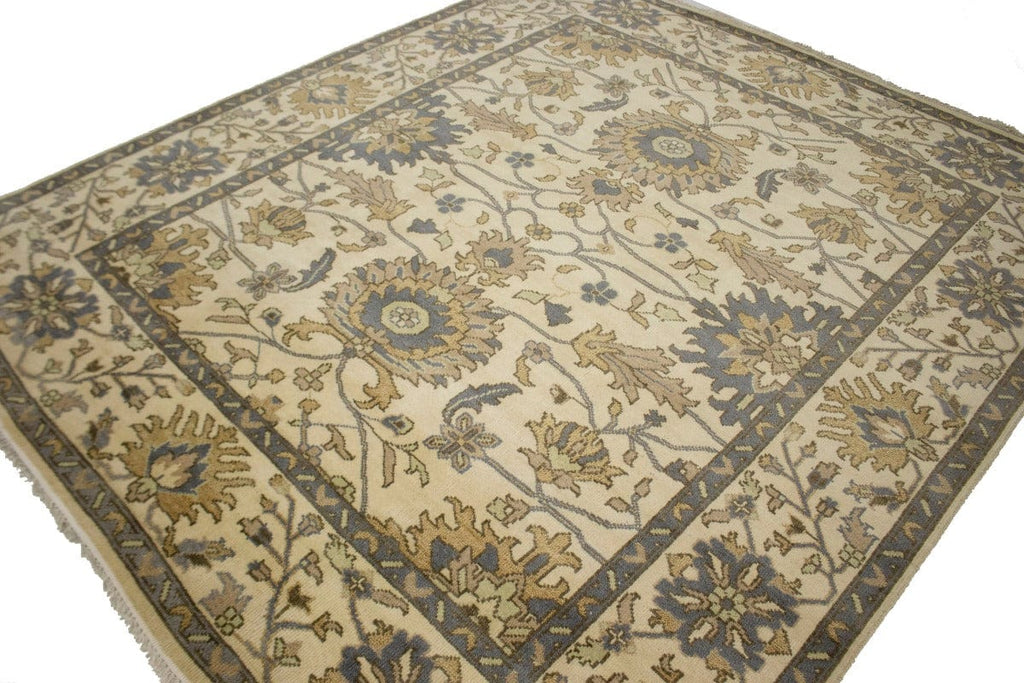 Cream Floral 8'4X9'7 Oushak Chobi Oriental Rug