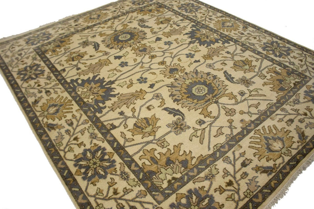 Cream Floral 8'4X9'7 Oushak Chobi Oriental Rug