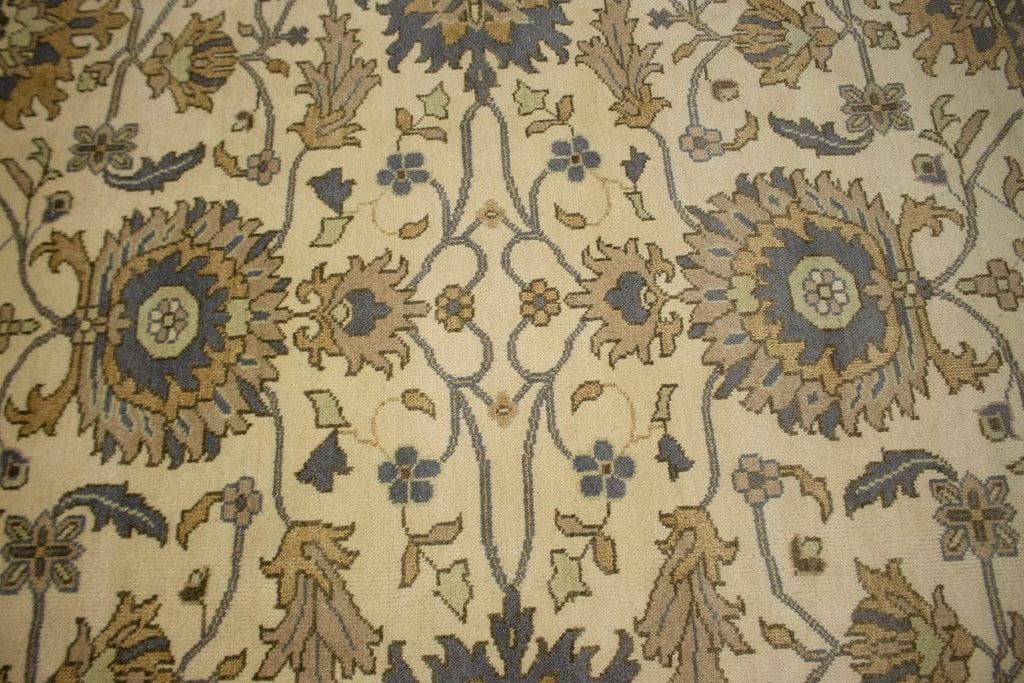 Cream Floral 8'4X9'7 Oushak Chobi Oriental Rug