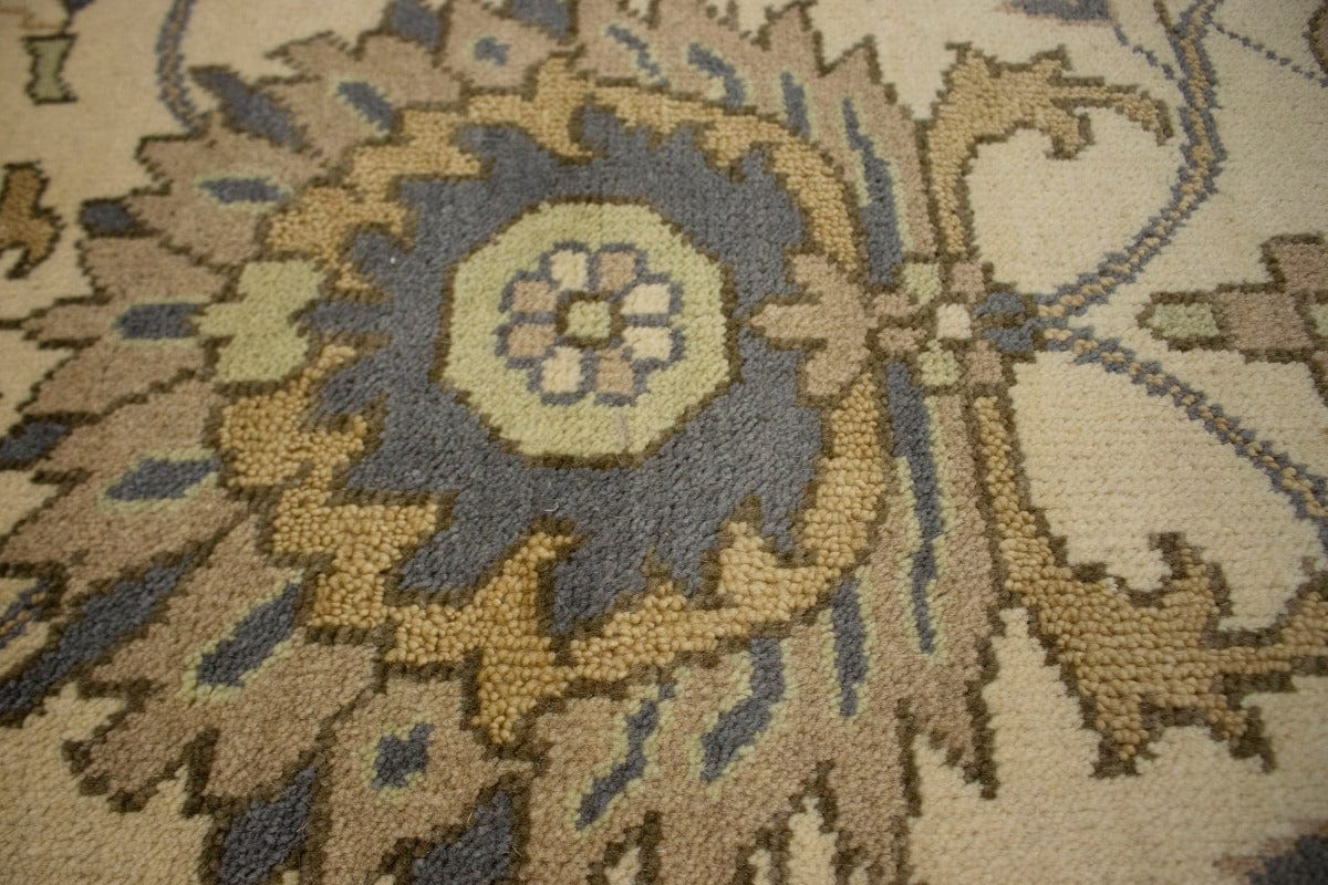 Cream Floral 8'4X9'7 Oushak Chobi Oriental Rug