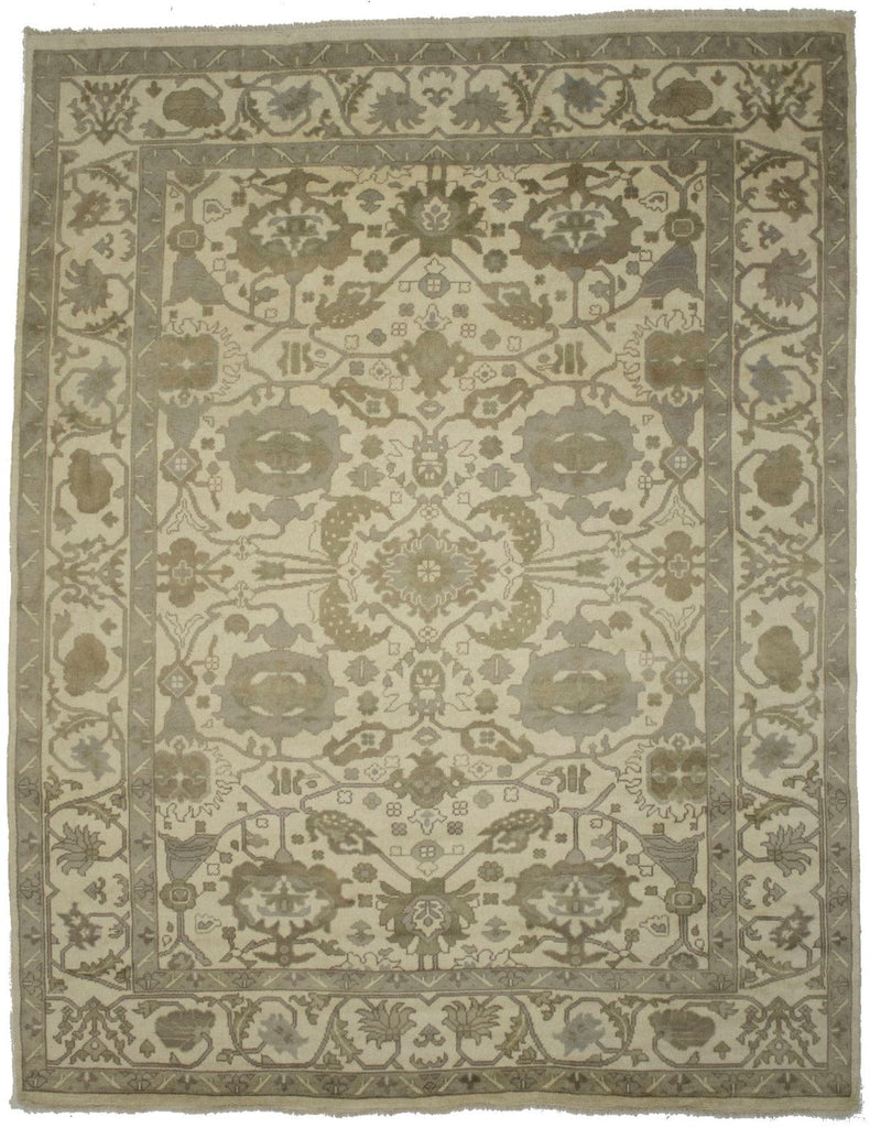 Cream Floral 9X12 Oushak Chobi Oriental Rug