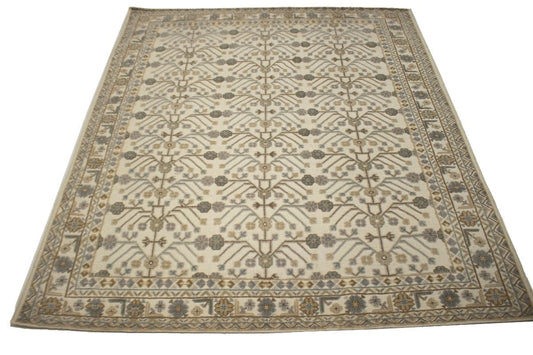 Cream Geometric 8X9 Modern Oriental Rug