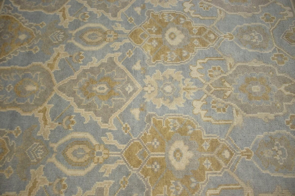 Light Blue-gray Floral 8X10 Oushak Chobi Oriental Rug