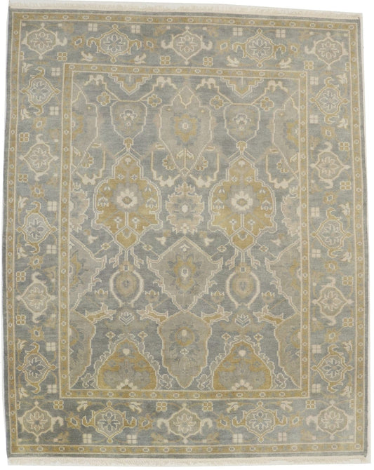 Brownish Gray Floral Casual 8X10 Oushak Chobi Oriental Rug