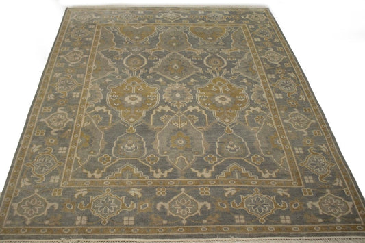 Brownish Gray Floral Casual 8X10 Oushak Chobi Oriental Rug