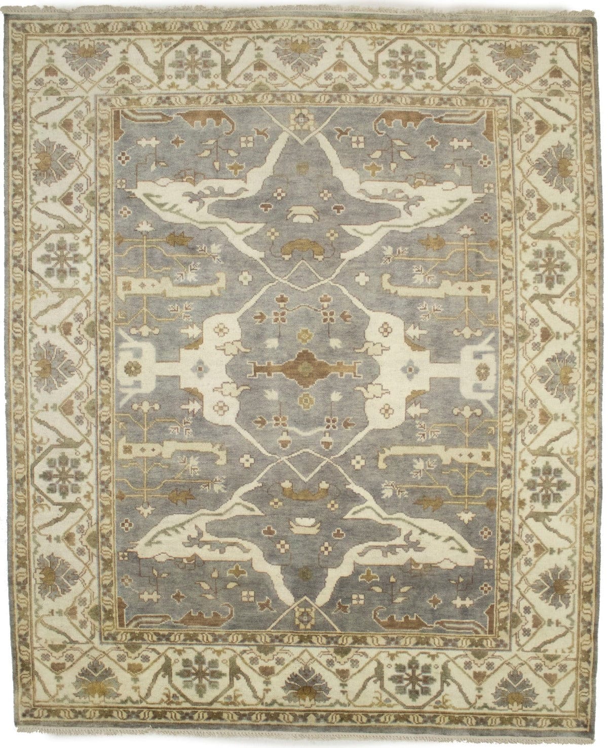 Gray Floral 8X10 Oushak Oriental Rug