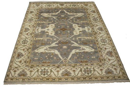 Gray Floral 8X10 Oushak Oriental Rug