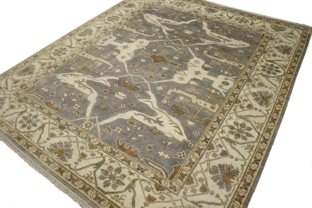 Gray Floral 8X10 Oushak Oriental Rug