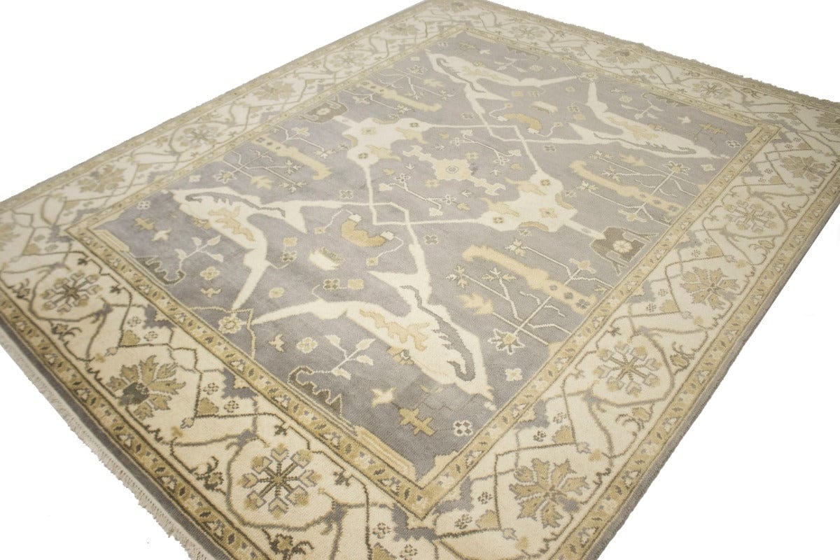 Brownish Gray Floral 8X10 Oushak Oriental Rug