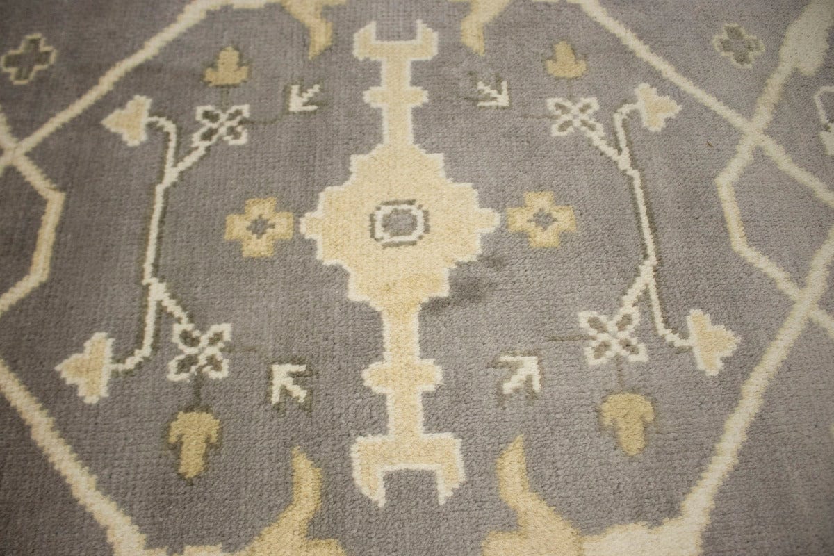 Brownish Gray Floral 8X10 Oushak Oriental Rug