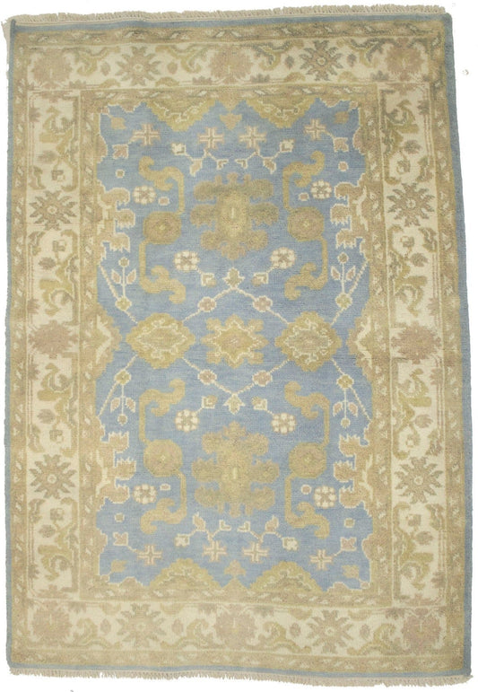 Blue Floral 4X6 Oushak Chobi Oriental Rug