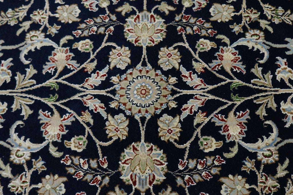 Navy Blue Classic Floral 6X9 Indo-Nain Oriental Rug
