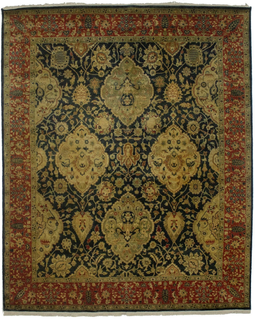 Charcoal Floral 7'8X9'5 Indo-Tabriz Oriental Rug