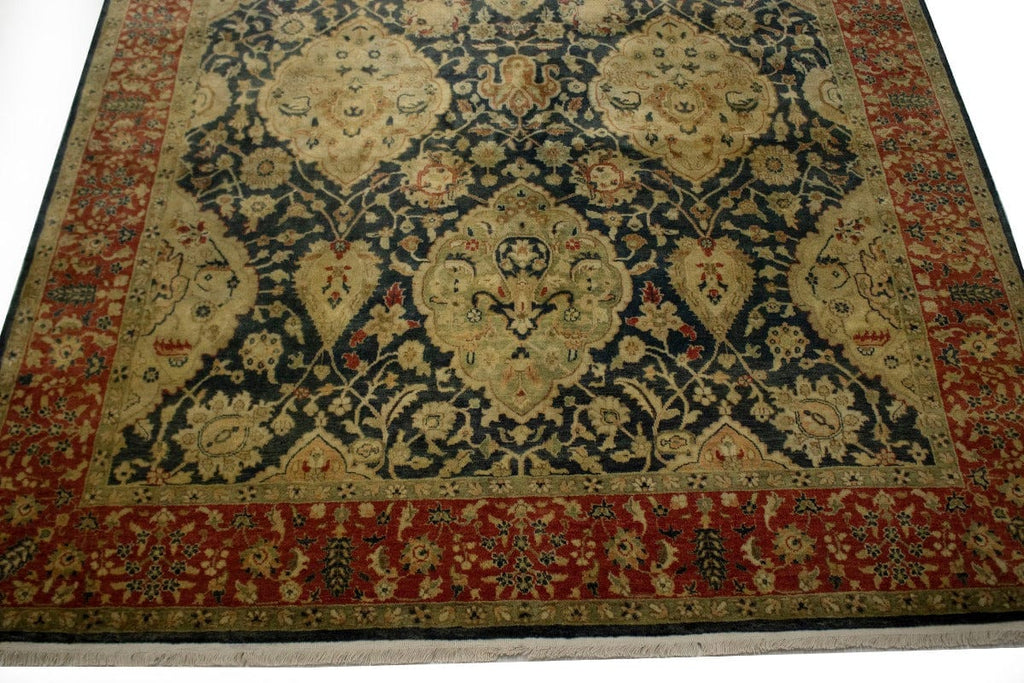 Charcoal Floral 7'8X9'5 Indo-Tabriz Oriental Rug