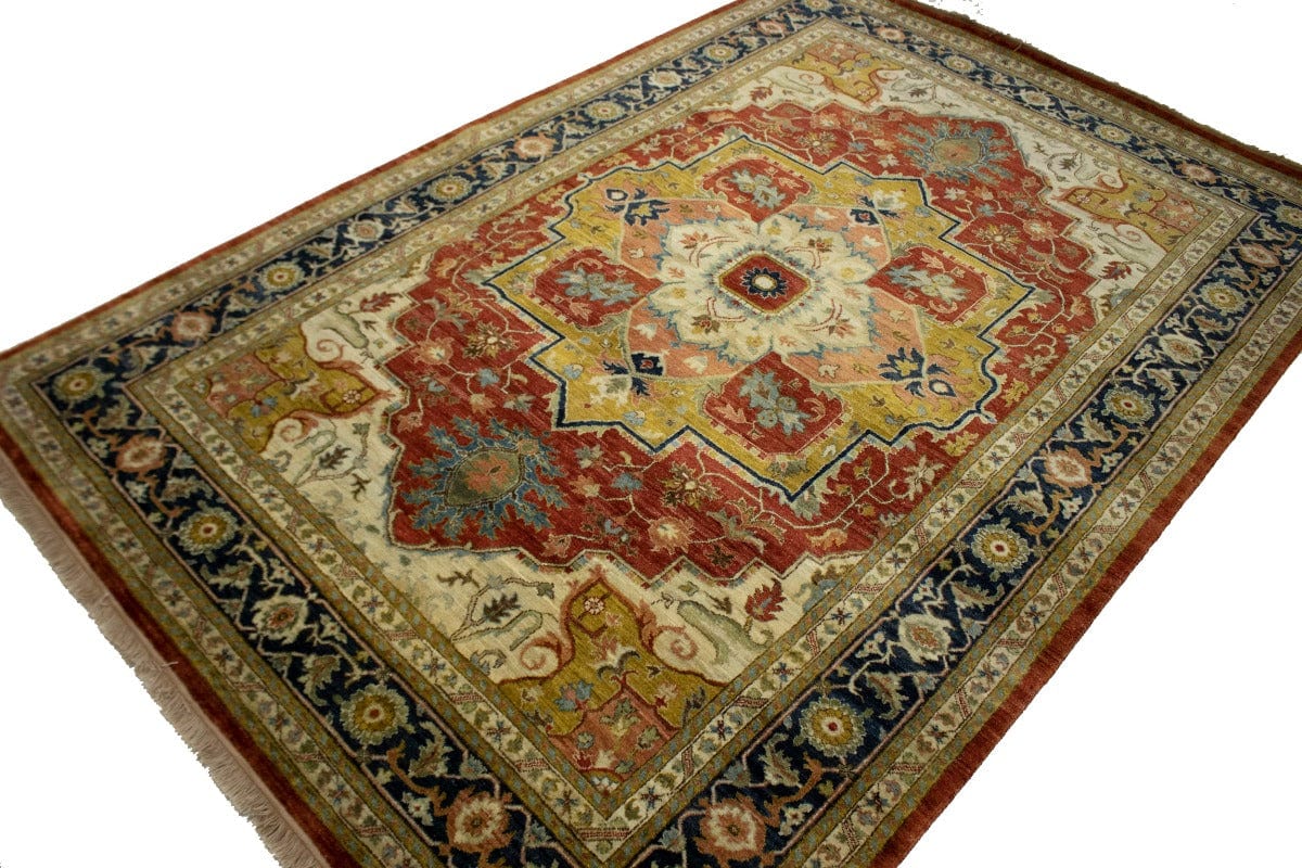 Scarlet Red Traditional 6X9 Heriz Serapi Oriental Rug