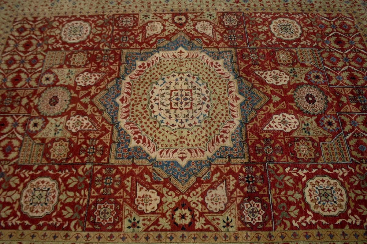 Orange-red Geometric 6X9 Mamluk Oriental Rug