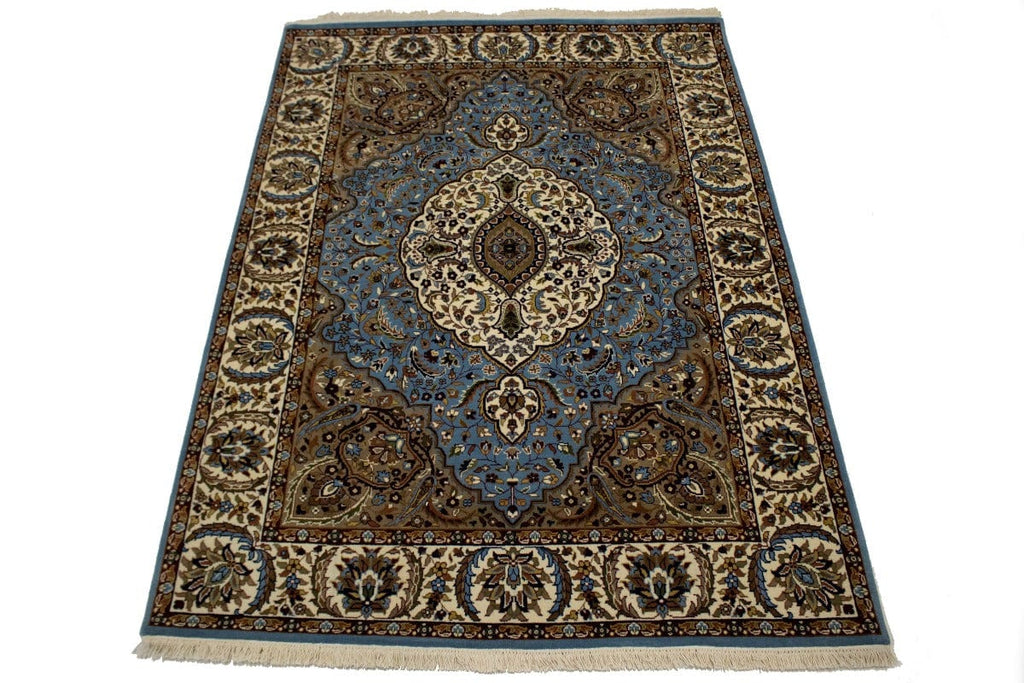 Blue & Cream Floral Kirman 6X8 Oriental Rug