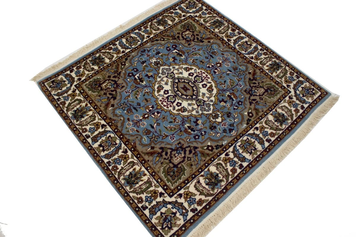 Blue Floral Kirman 3X3 Oriental Square Rug