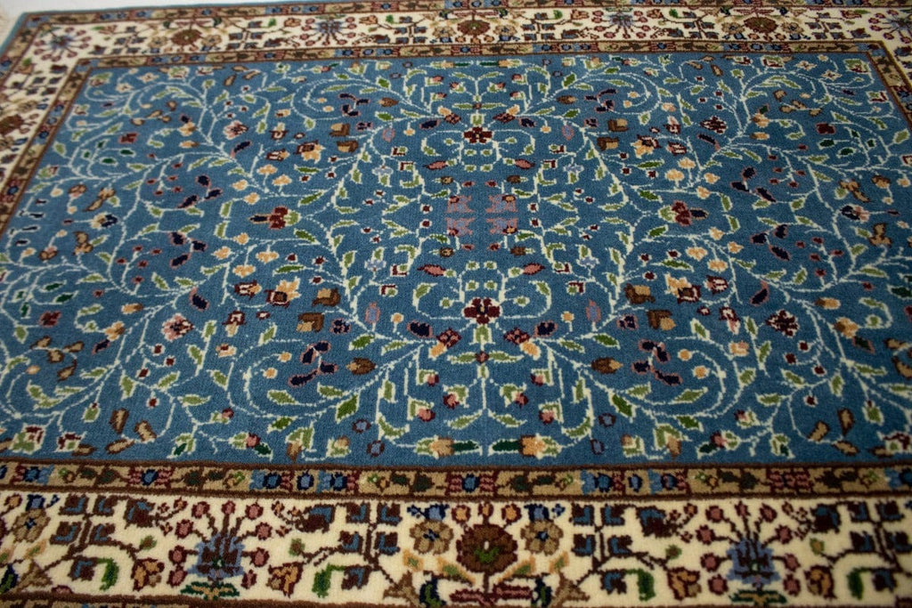 Teal Blue Floral Kirman 3X4 Oriental Rug