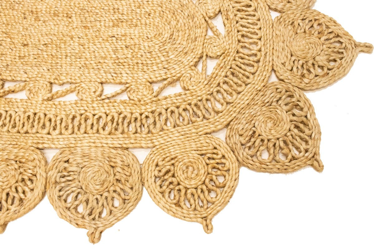 Reversible Braided Style 3X5 Jute Modern Oval Rug