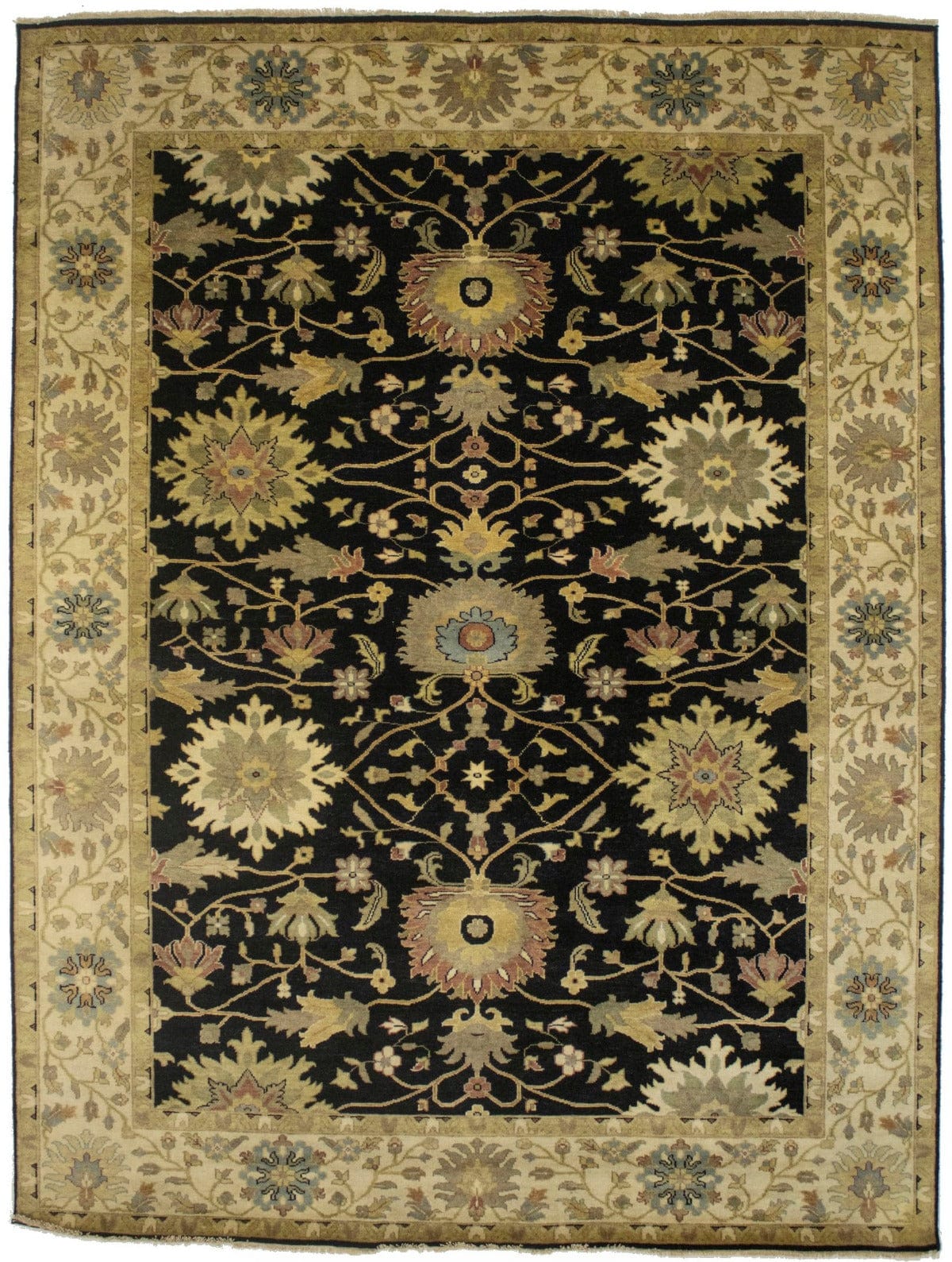 Black Floral 8X11 Osh Chobi Peshawar Oriental Rug