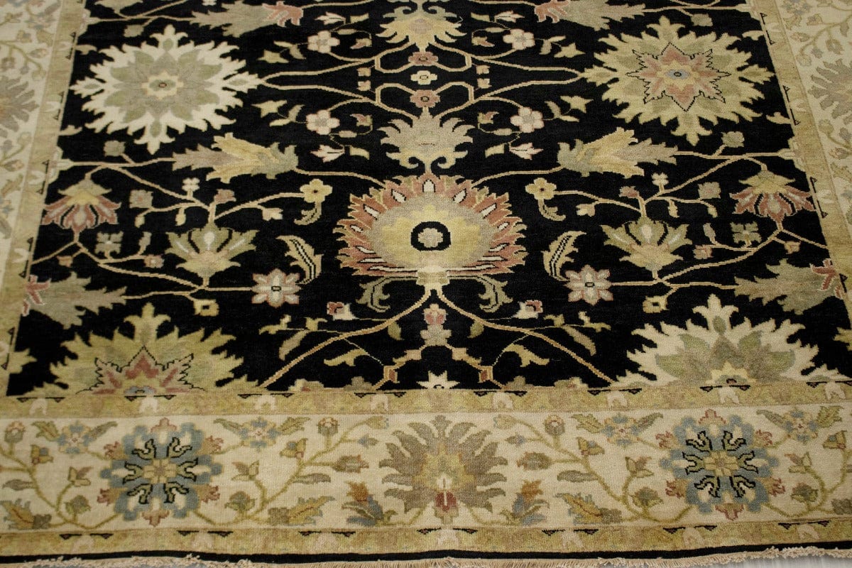 Black Floral 8X11 Osh Chobi Peshawar Oriental Rug